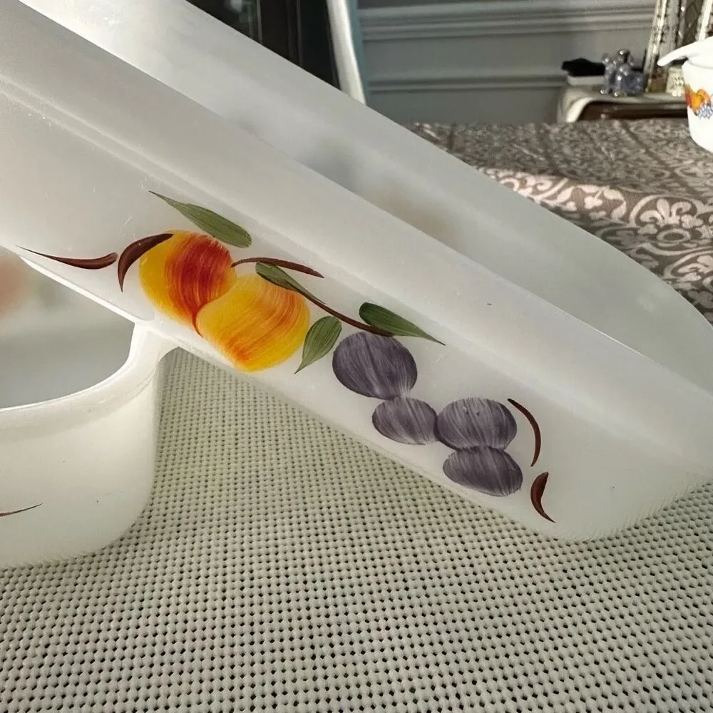 Anchor Hocking FIRE KING 2 pc‎ Loaf Pan & Rectangular Peach Blossom Dish Vintage
